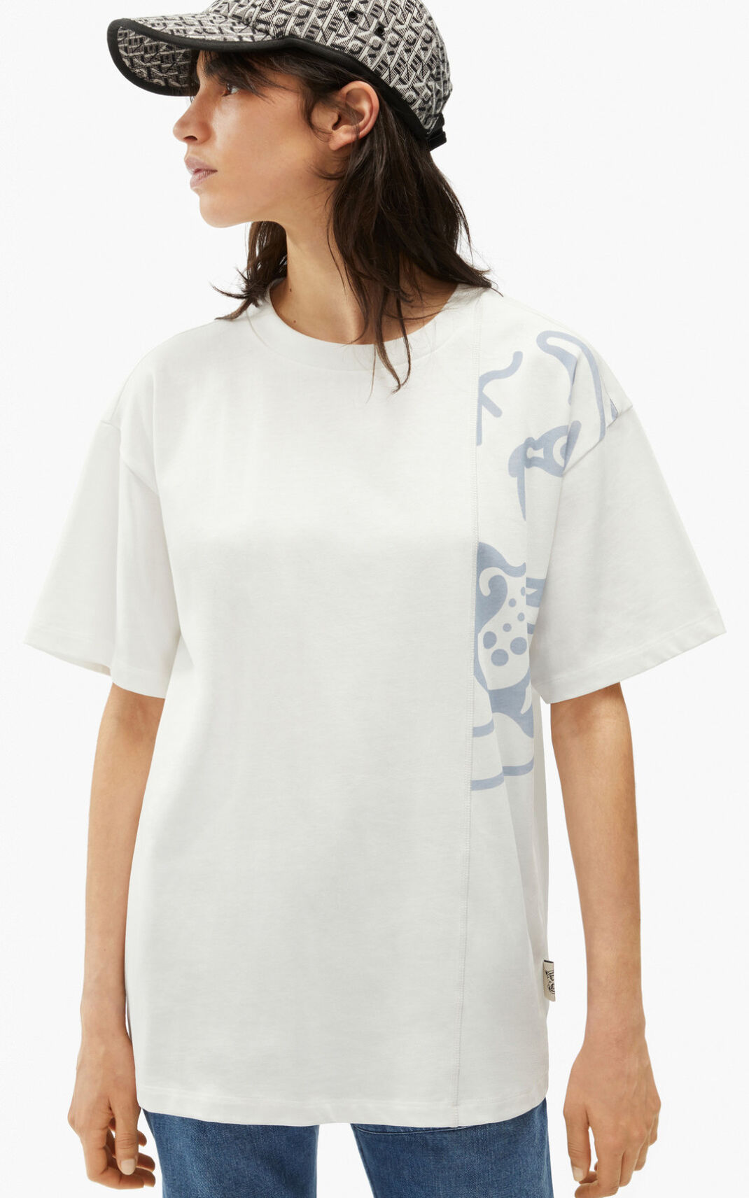 Kenzo K Tiger oversized Camisetas Mujer Blancas | 9645108-DP